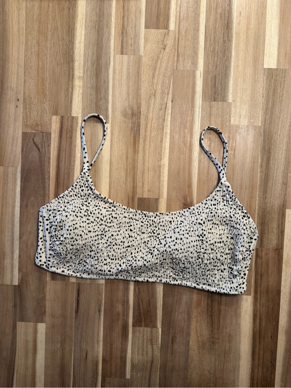 Spotted Cream & Black Bikini Top size XL